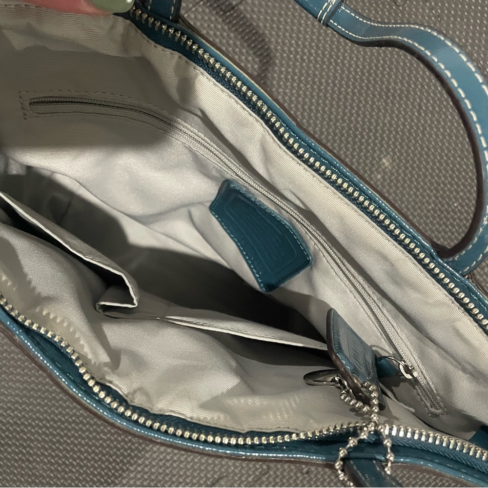 Coach Teal Signature Tote - Picture 3 of 3